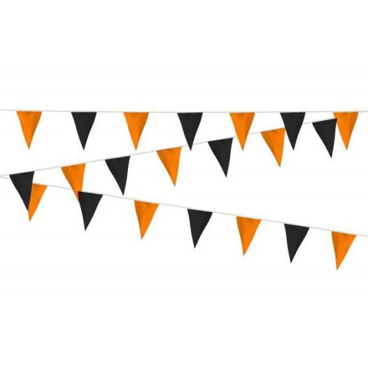 Vlaggenlijn Zwart Oranje - 20 meter | Zware kwaliteit stof