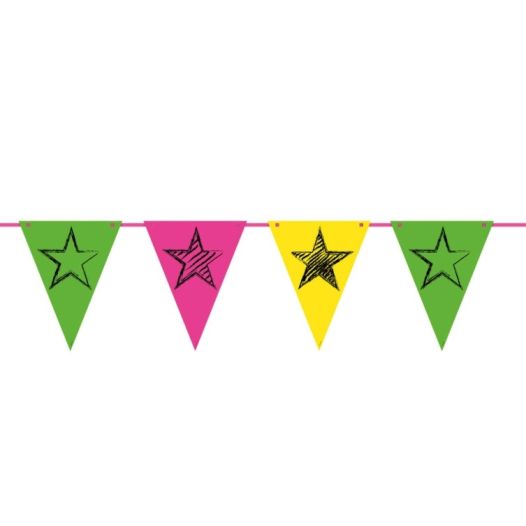 Vlaggenlijn Neon kleuren - 6 meter | Papier