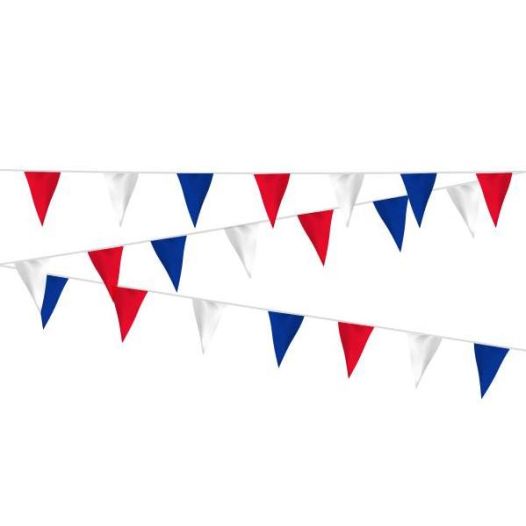 Vlaggenlijn stof rood wit blauw 40  meter Brandvertragend