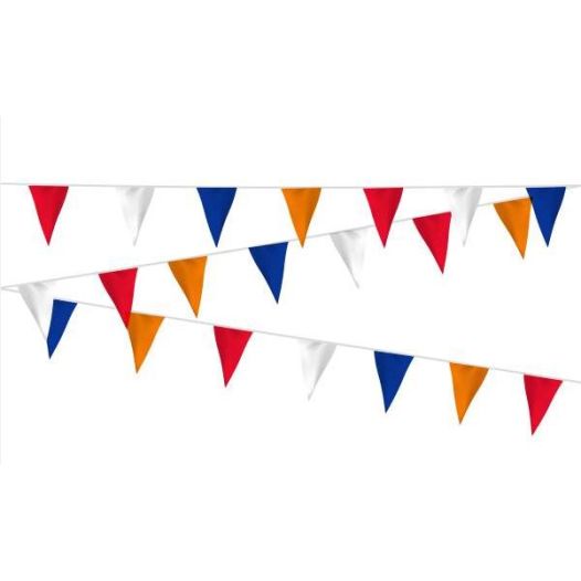 Vlaggenlijn Rood Wit Blauw Oranje - 20 meter | Zware kwaliteit stof