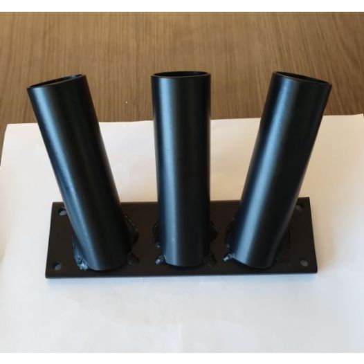 Vlaggenstokhouder 30mm Drieling Muurbevestiging | Zwart trio