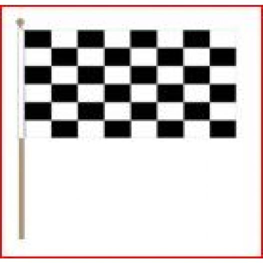 Zwaaivlag Finish XXL zwart wit geblokt 90x150cm met stok van 135cm