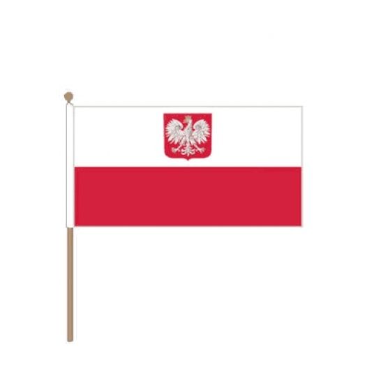 Zwaaivlag Polen Met Wapen 30x45cm | stof