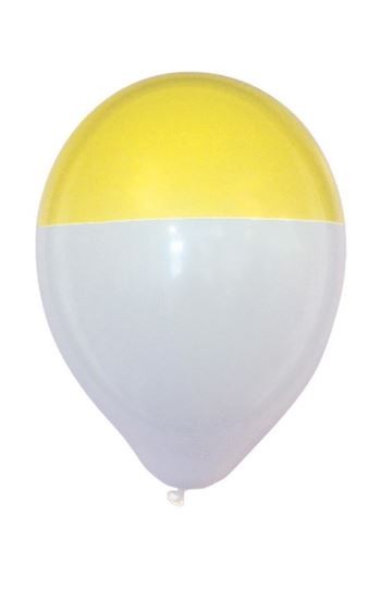 ballon wit-geel dip bicolour 25 stuks