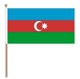 Zwaaivlag Azerbeidzjan, Azerbeidzjaanse zwaaivlag 30x45cm, stoklengte 60cm