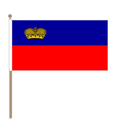 Zwaaivlag Liechtenstein 15x22,5cm, stoklengte 30cm