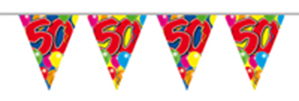 Vlaggenlijn gefeliciteerd 50 jaar ballonnen 10m