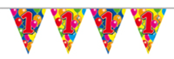 Vlaggenlijn gefeliciteerd 1 jaar eerste verjaardag ballonnen 10m