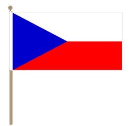 Zwaaivlag Tsjechië, Tsjechische fanvlag 30x45cm, stoklengte 60cm