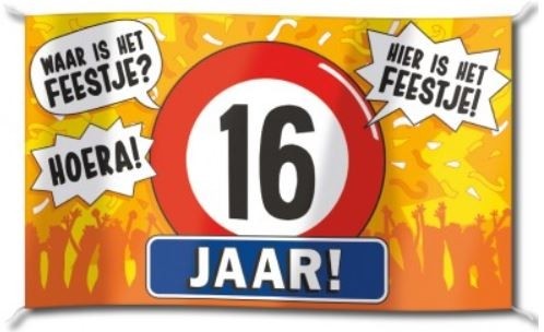 Vlag Verjaardag 16 Jaar, 90X150Cm Voordelig Kopen Bij Vlaggenclub!