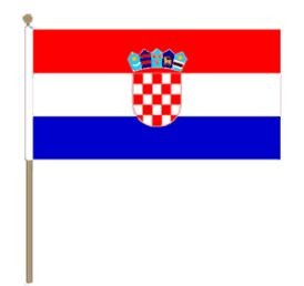 Zwaaivlag Kroatië, Kroatische fanvlag 30x45cm, stoklengte 60cm