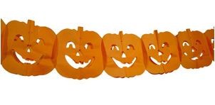 Papieren oranje slinger met Pompoenen Halloween 4 m