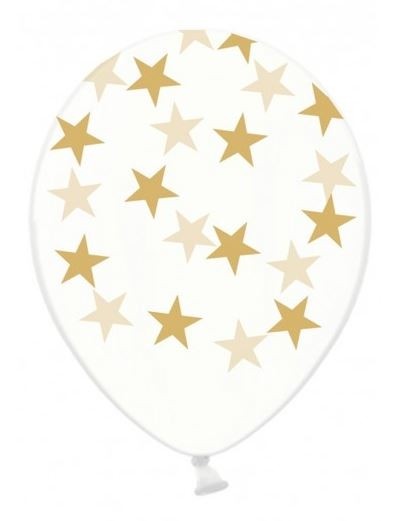 Transparante ballonnen met gouden sterren 6 stuks