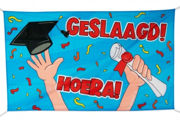Vlag Hoera Geslaagd vlaggen 90x150cm