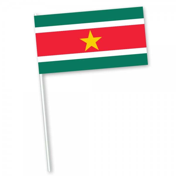 Surinaamse zwaaivlag met vlag Suriname