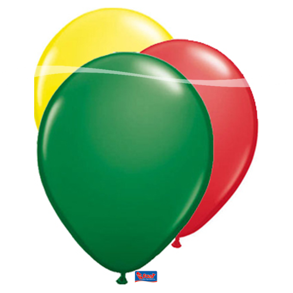 Ballonen rood geel groen 25 stuks