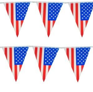 Vlaggenlijn Amerika met Amerikaanse vlaggen feestversiering 10 m