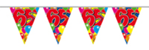 Vlaggenlijn gefeliciteerd 65 jaar ballonnen 10m