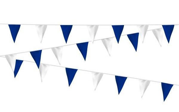 Vlaggenlijn blauw/wit, wit/blauw stof 20m, extra zware kwaliteit