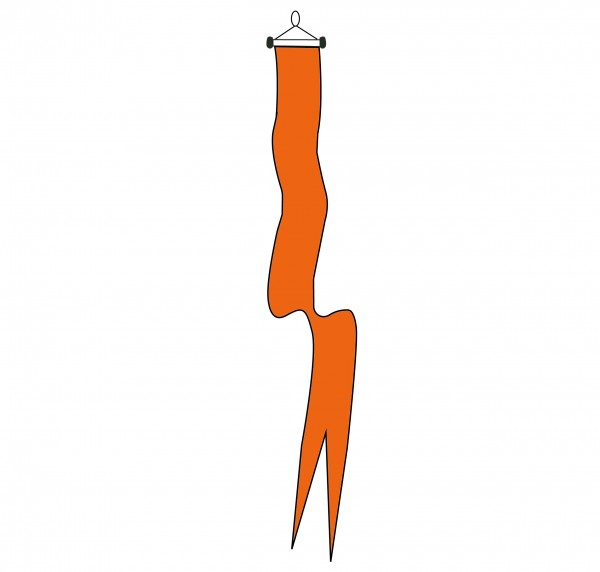 Oranje wimpel 25x400cm met zwaluwstaart