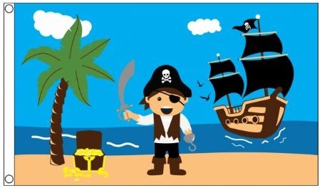 Piratenvlag Treasure beach 90x150cm