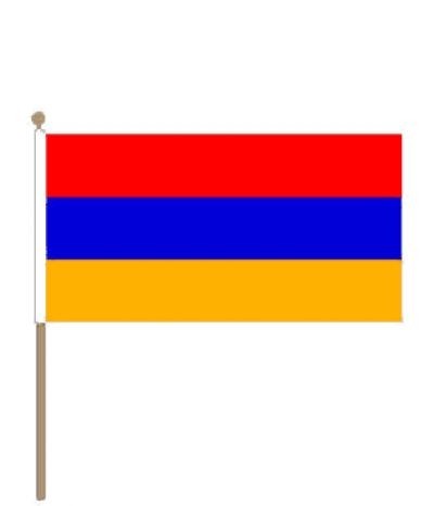 Zwaaivlag Armenië Armeense zwaaivlaggen 15x22,5cm met stokje van 30cm