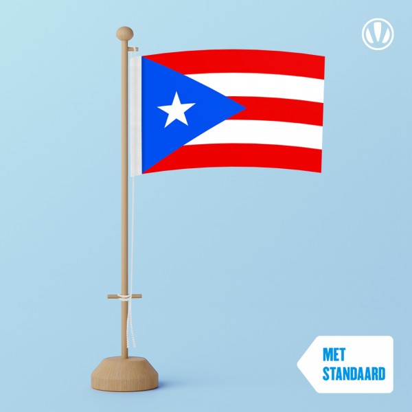 Tafelvlag Puerto Rico met standaard