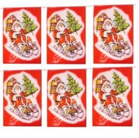 Vlaggenlijn Kerstmis, kerstman, kerst rechthoekig 6m