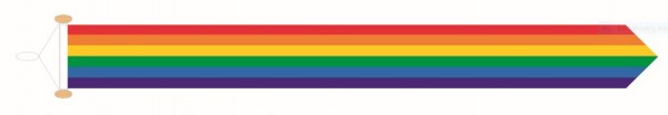 Wimpel Regenboog 30x300cm met stokje