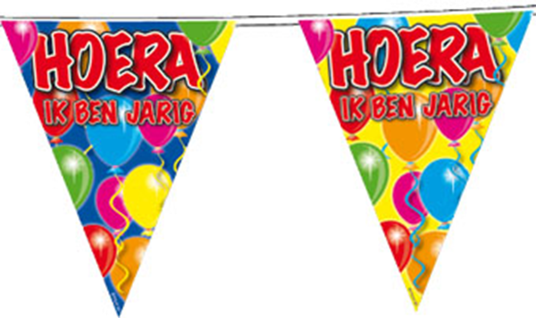 Vlaggenlijn HOERA IK BEN JARIG ballonnen 10m