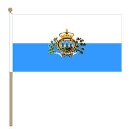 San Marinese zwaaivlag San Marino met wapen 30x45cm,stoklengte 60cm