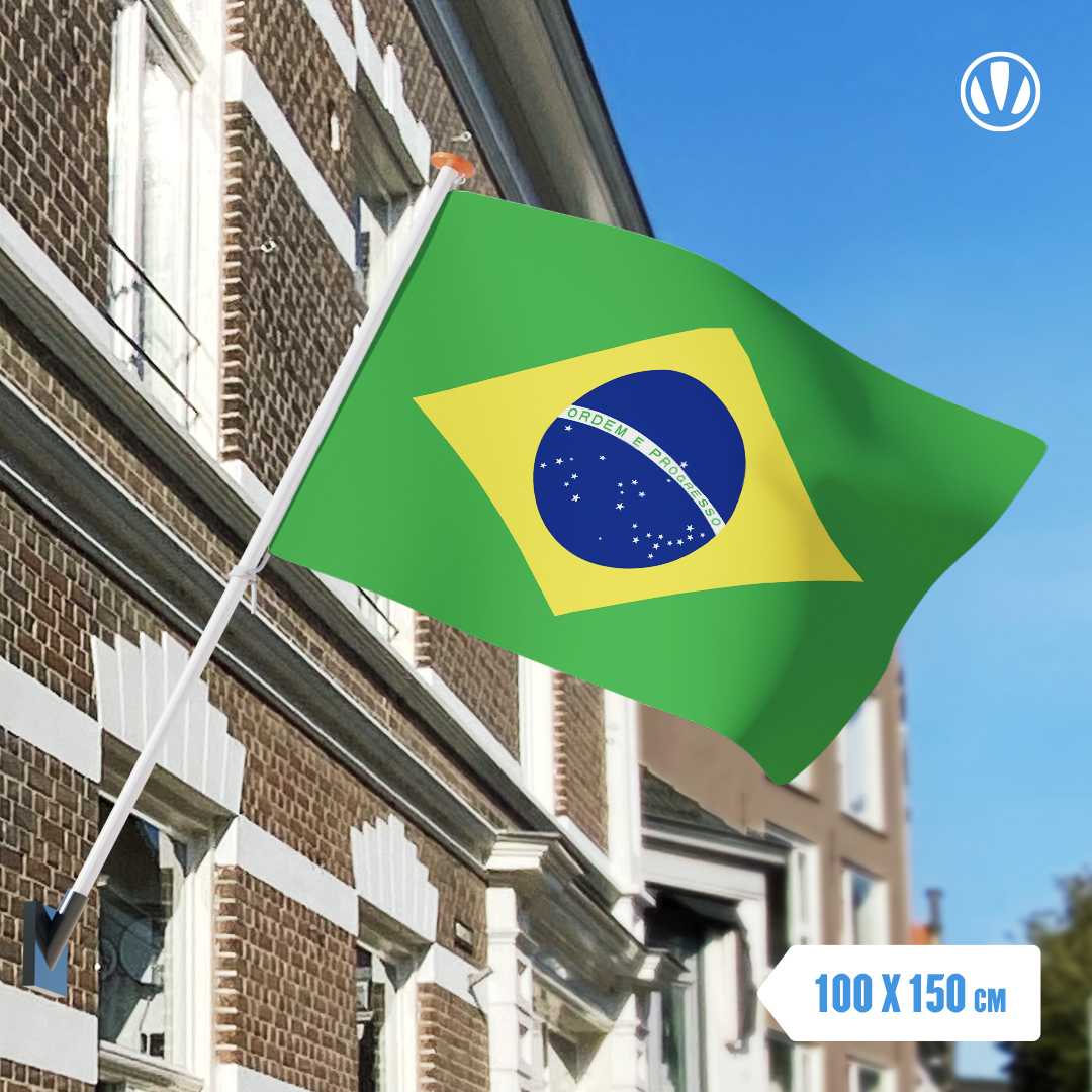 Vlag Brazilie 100x150cm Glanspoly