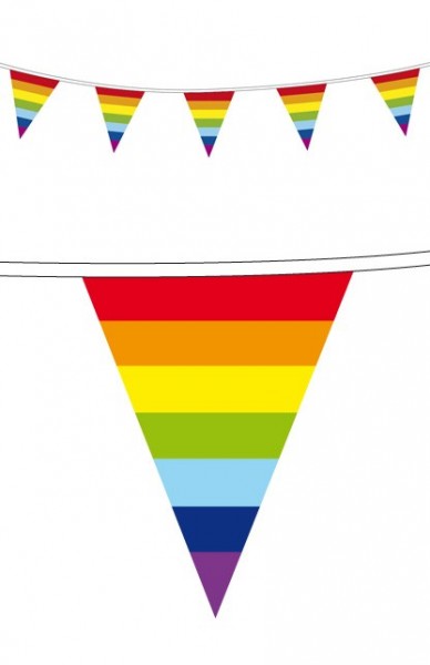 Vlaggenlijn Regenboog XL 8m wimpel uitvoering
