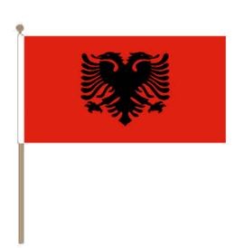 Zwaaivlag Albanië, Albanese fanvlag 30x45cm, stoklengte 60cm