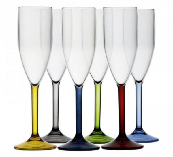 Luxe champagneglazen set 6 stuks meerkleurig