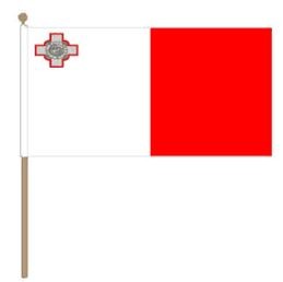 Zwaaivlag Malta, Maltese zwaaivlag 30x45cm, stoklengte 60cm