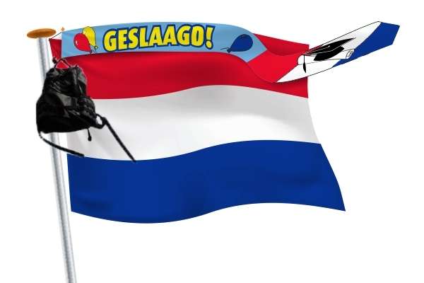 Hang de vlag uit voor de geslaagde met dit mooie vlaggenpakket