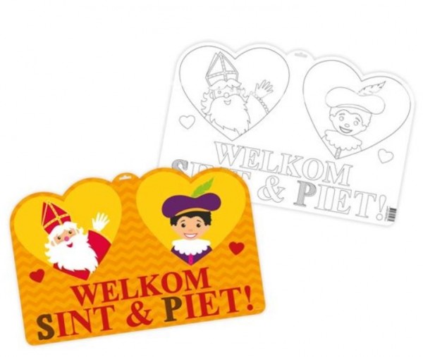 Sinterklaas- Welkomstbord met Kleurplaat