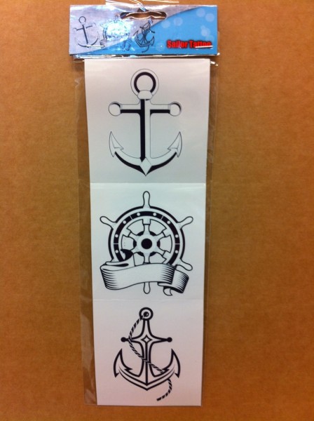 Tattoo Sailor anker en stuurwiel 3 stuks Popye Piraten