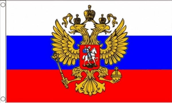 Vlag Rusland met wapen 60x90cm