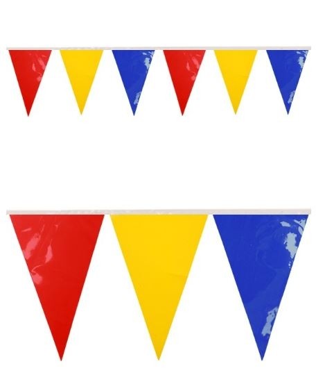 Vlaggenlijn Rood Geel Blauw BRANDVERTRAGEND 10m