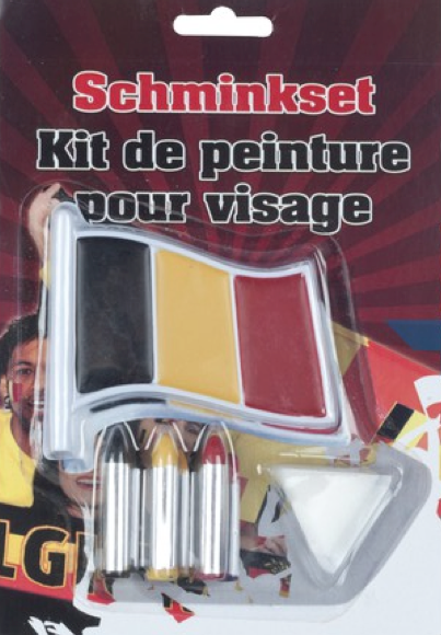 Schminkset België Zwart Geel Rood en met sponsje
