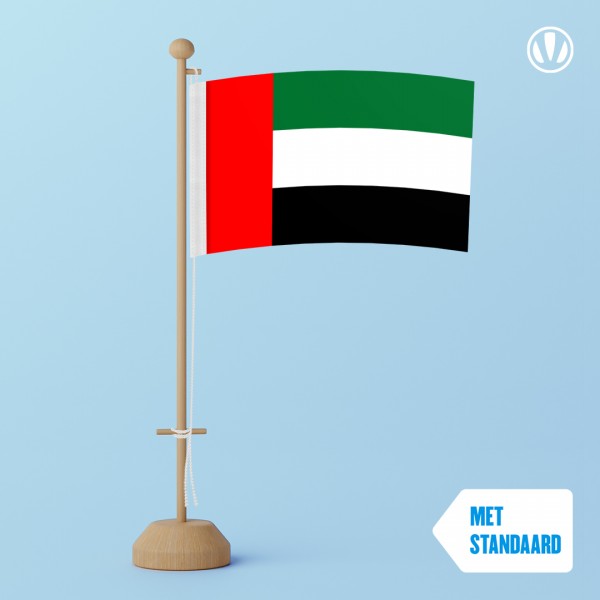 Tafelvlag Verenigde Arabische Emiraten met standaard
