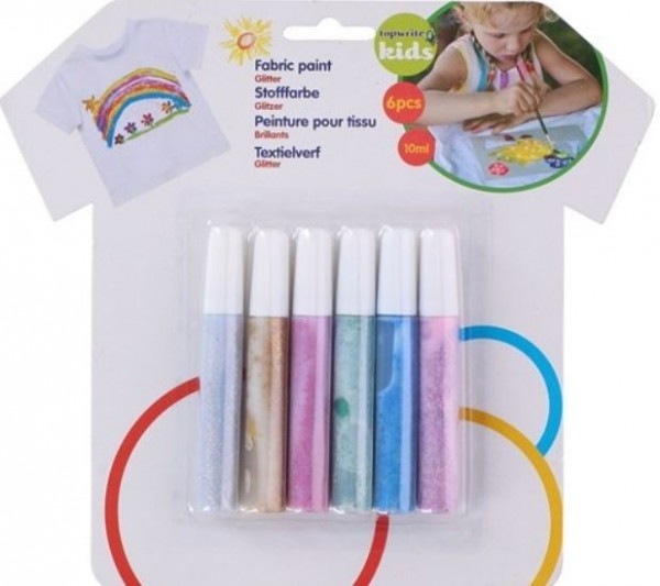 Textiel stiften Pastelkleuren met glitters