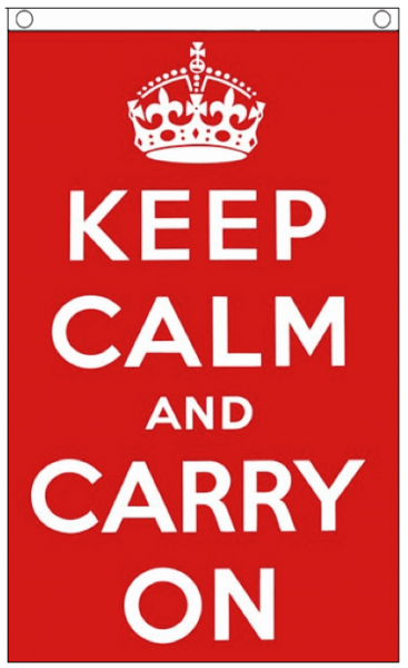 Vlag rood met tekst keep calm en carry on 90x150cm