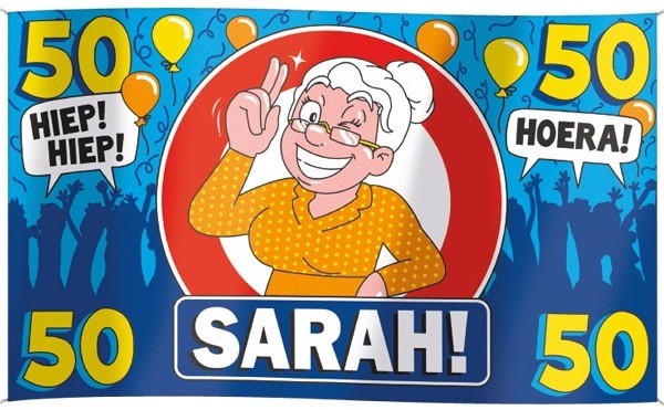 Vlag Sarah 50 jaar - 90x150cm