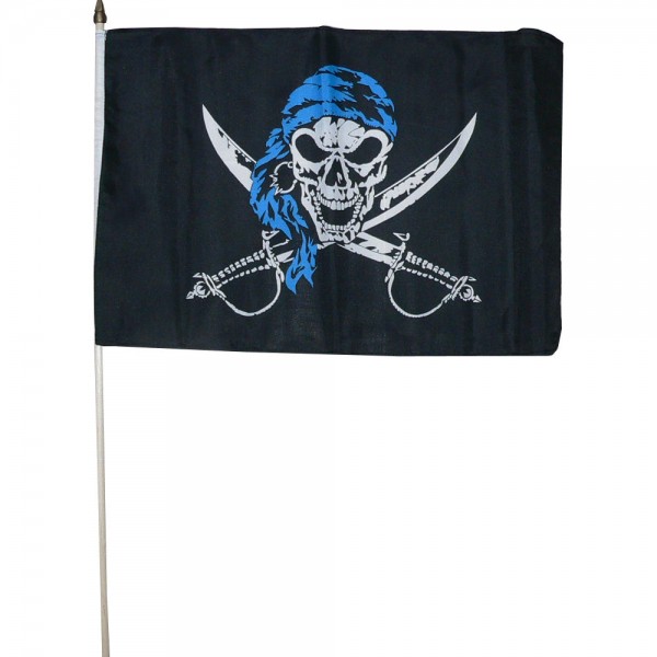 Zwaaivlag Piraat blauw 30x45cm
