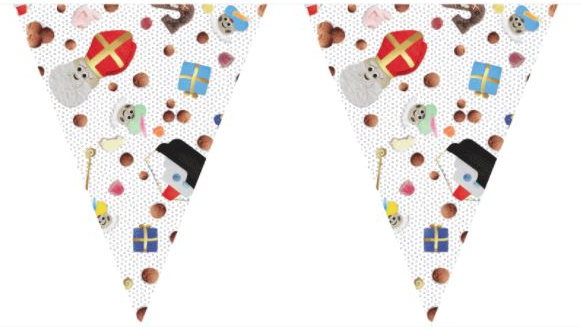 Vlaggenlijn Sinterklaas pepernoten wit wimpels