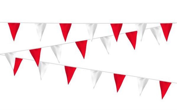 Vlaggenlijn stof rood/wit, wit/rood extra zware kwaliteit