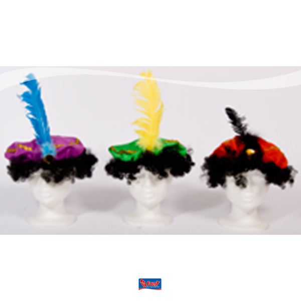 Zwarte Piet Baret met pruik kindermaat